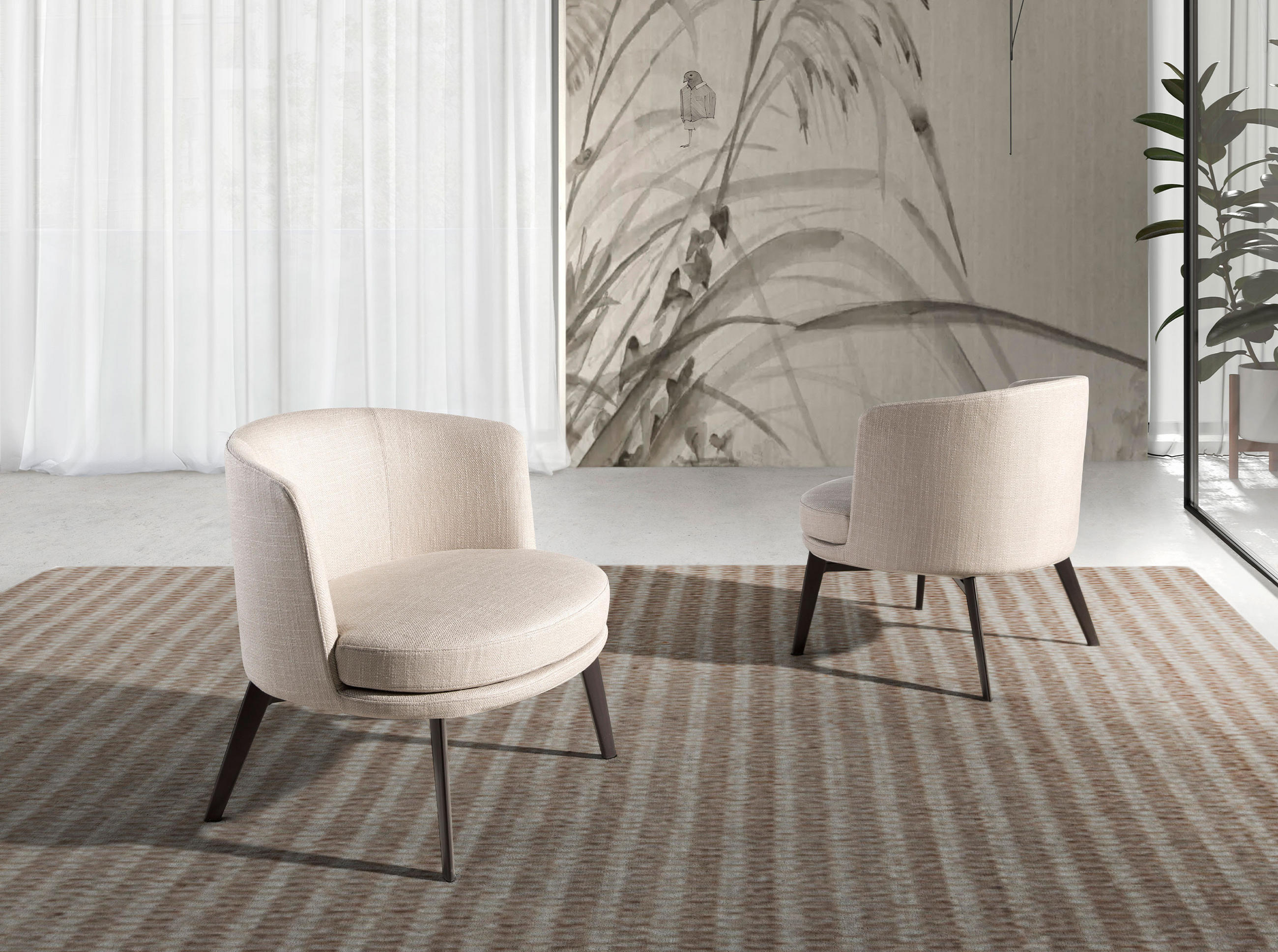 SESSEL Creme Braun 74/70/71 cm - Creme/Braun, Textil (74/71/70cm) - ANGEL CERDA