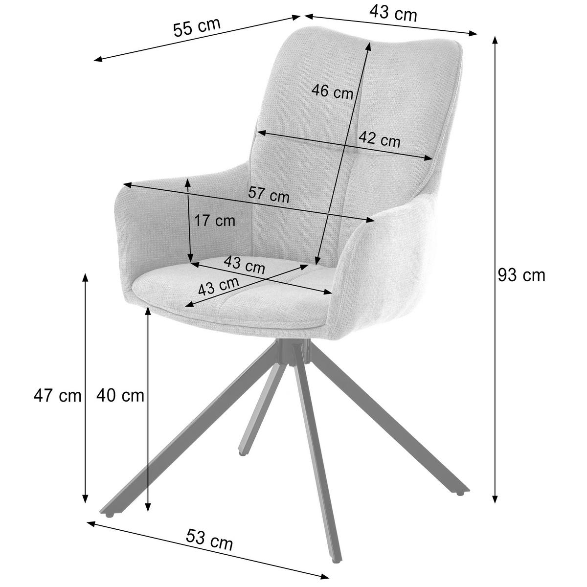 ARMLEHNENSTUHL Pecto mit Drehfunktion und schwarzem Metallgestell, Beige - Beige/Schwarz, Metall (43/93/55cm) - Beautysofa