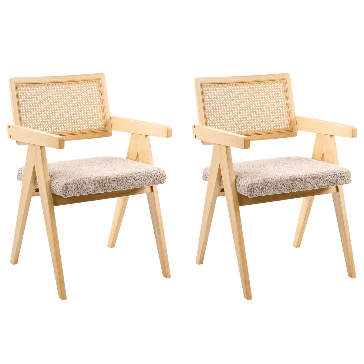 ESSZIMMERSTUHL 2er-Set Hellbraun Ava - Hellbraun/Beige, Holz (55/85/62cm) - Beliani
