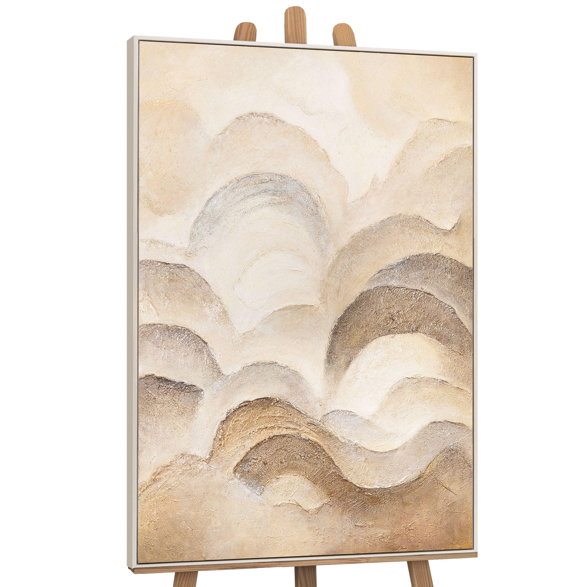 GEMÄLDE Horizontschichten Schattenfugenrahmen Beige 120x80 cm - Beige, Holz (120/80cm) - YS-art gallery