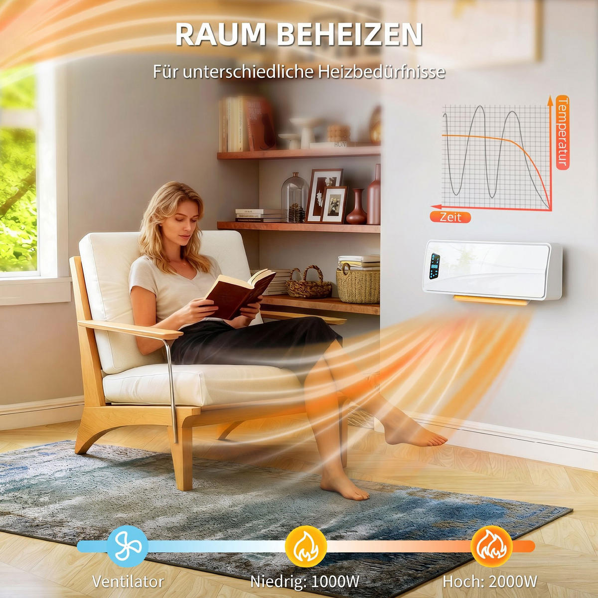 WANDMONTIERTER-ELEKTROHEIZER ABS PA Weiß - Weiß, Kunststoff (18.7/14.5/54cm) - HOMCOM