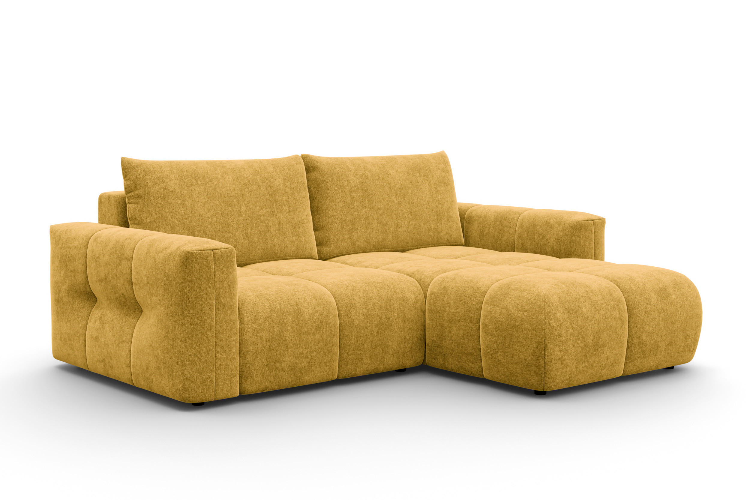 ECKSOFA VERONA 3-Sitzer rechts, Gelb - Gelb/Schwarz, Holz/Textil (224/173cm) - Courtois Laville
