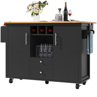 KÜCHENINSEL mit Klapptisch 137,9 x 73 x 92,2 cm Schwarz - Schwarz, Metall (73/92.5/137.9cm) - Beauniv