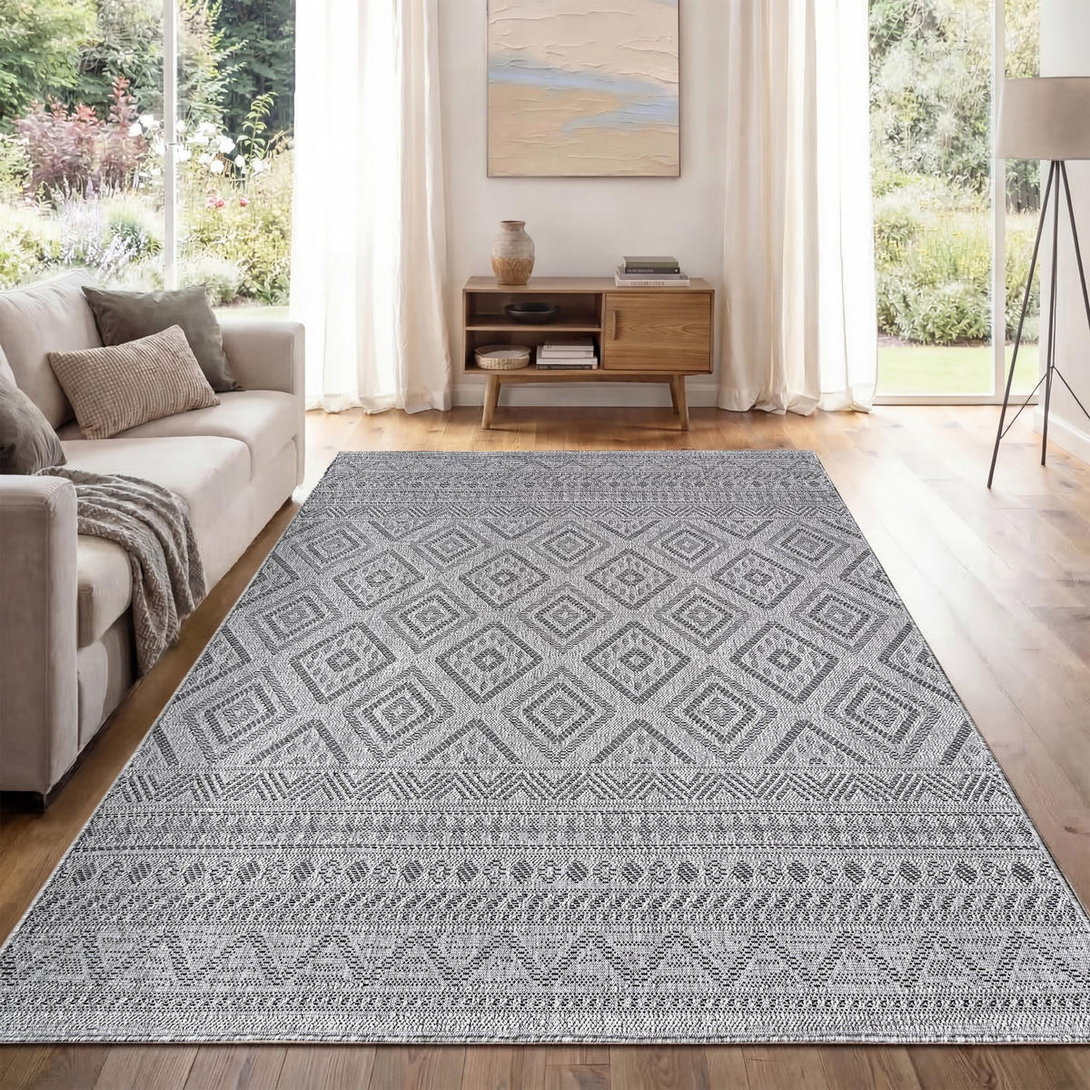 OUTDOORTEPPICH 150/150 cm Vermont 184 - Anthrazit, Kunststoff (150/150cm) - Paco Home