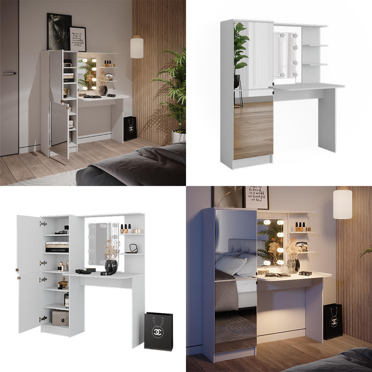 FRISIERKOMMODE Jasmin Weiß 123 x 141.2 cm mit LED-Beleuchtung - Weiß, Holzwerkstoff (123/141.2/33cm) - Vicco