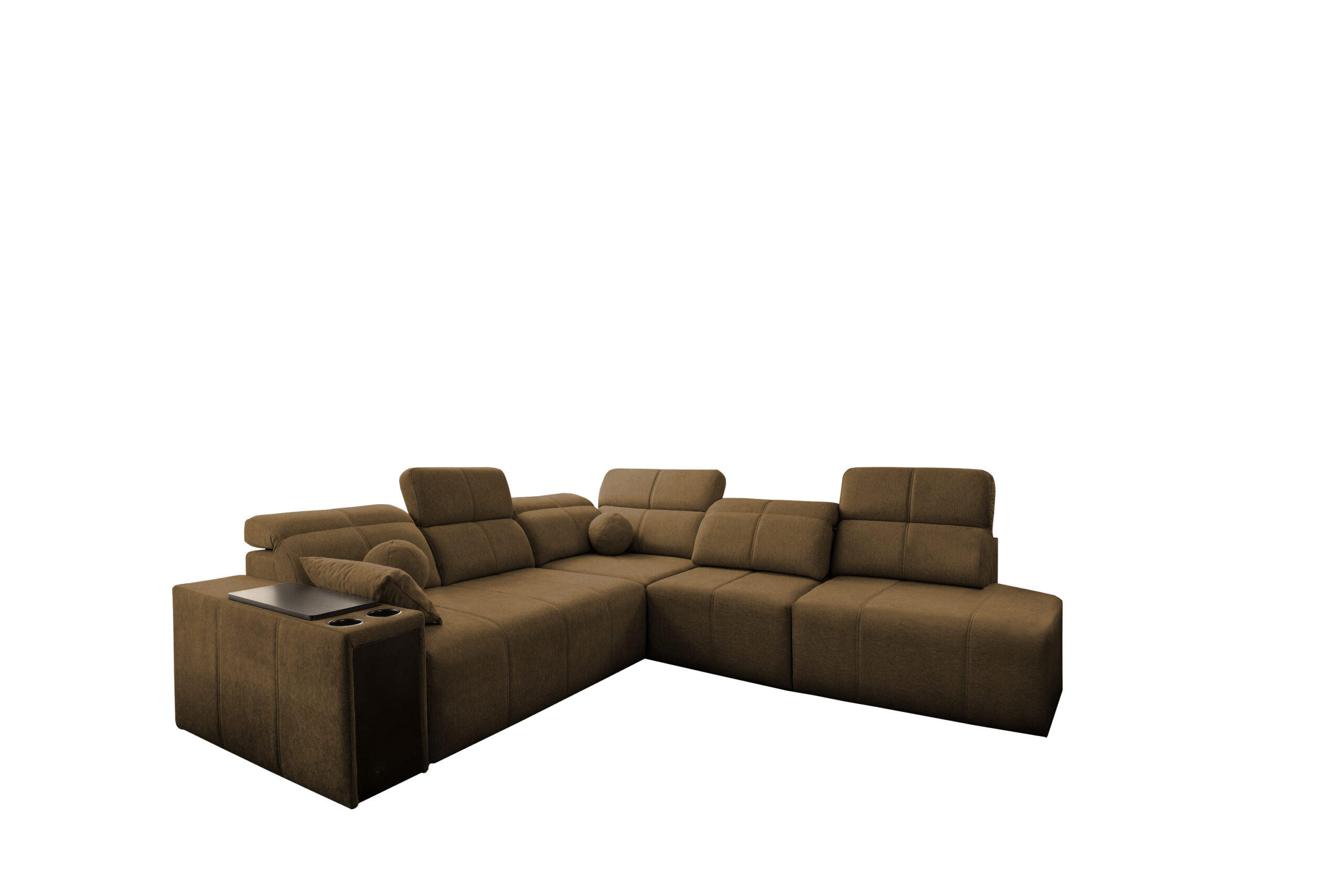 ECKSOFA Mindy IX Mit Schlaffunktion, Verstellbarer Rückenlehne Stoff Verita Braun Rechts - Braun, Holz (300/288cm) - Kaiser Möbel