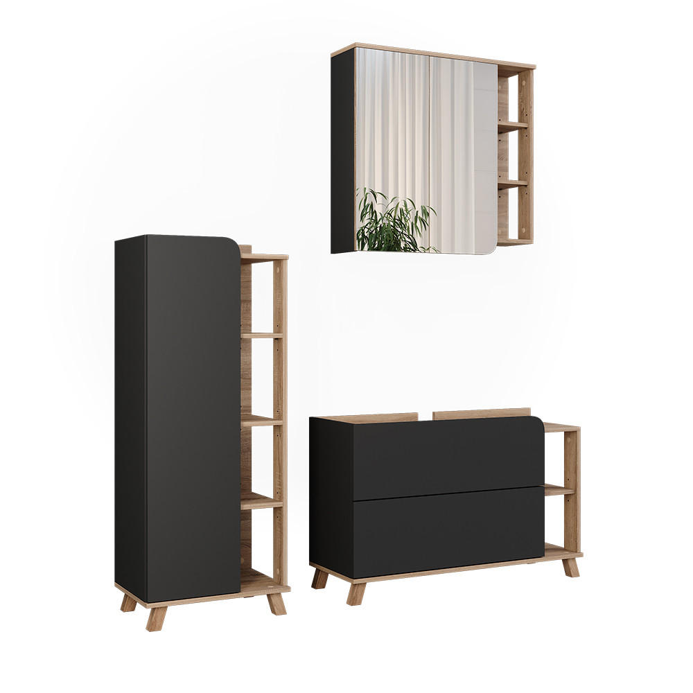 SET MOBILIER BAIE Karen, Sonoma/antracit, 3 piese