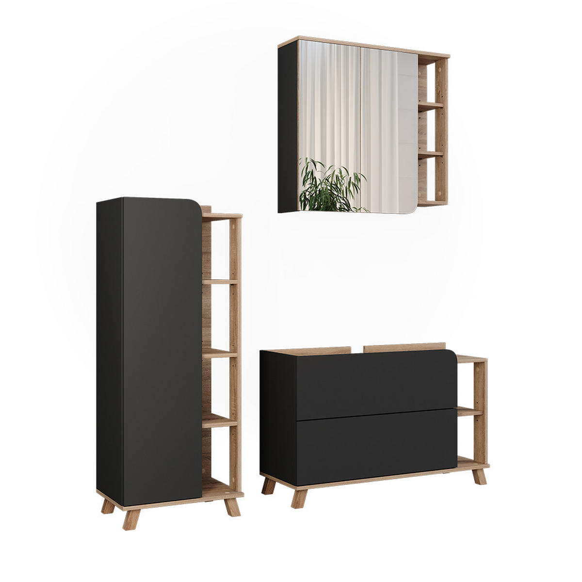 KOUPELNOVÝ NÁBYTEK Karen Sonoma/antracit - Sonoma dub/antracitová, kompozitní dřevo (100/65/35cm) - Vicco