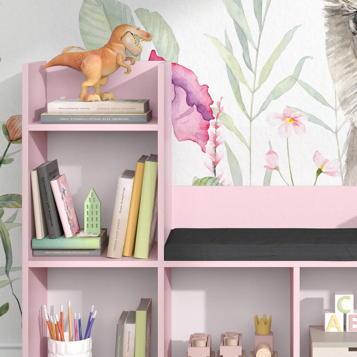 KINDERREGAL Luigi Rosa 107.2 x 88.6 cm ohne Faltboxen - Rosa, Holzwerkstoff (107.2/88.6/30.9cm) - Vicco