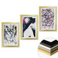 WANDBILDER 3er Set - 20x30 cm Goldrahmen - Abstrakte Farbmuster Hut - Goldfarben, Kunststoff (20/30cm) - ArtPrintCave