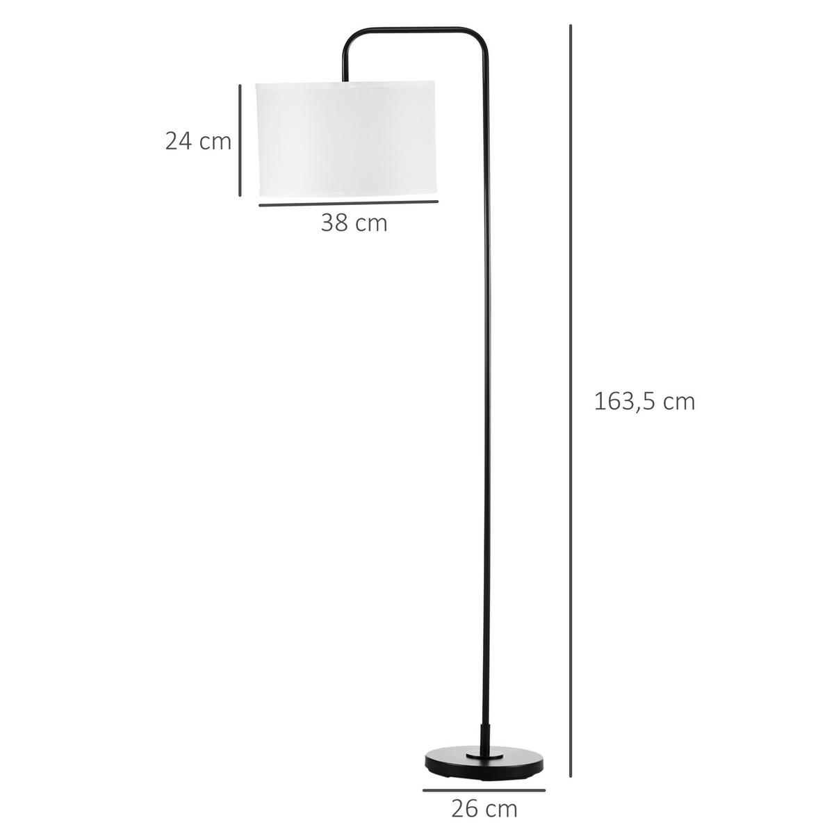 STEHLAMPE Wohnzimmer Stehleuchte mit Stoff-Lampenschirm, Fußschalter, Weiß - Weiß, Metall (64/38/163.5cm) - HOMCOM