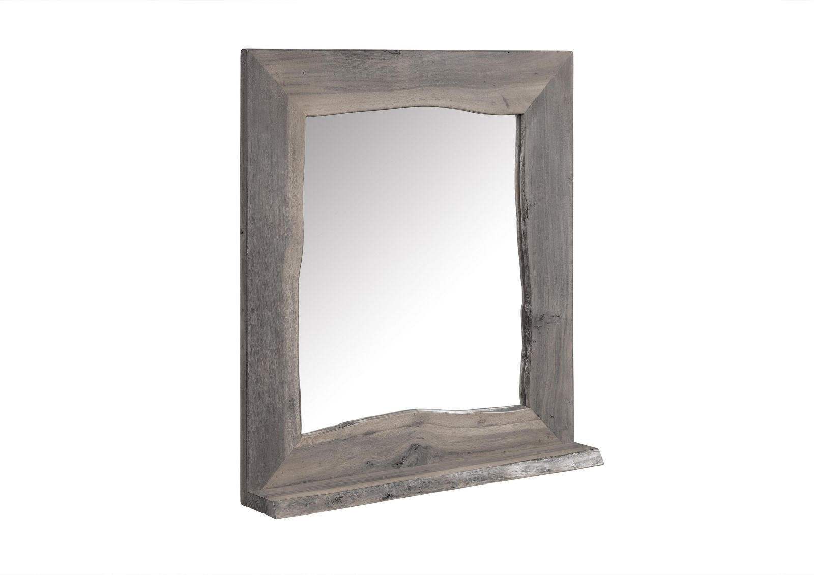 BADSPIEGEL Akazie 70x12x78 grau lackiert PURE ACACIA #603 - Grau, Holz (70/78/12cm) - Massivmoebel24
