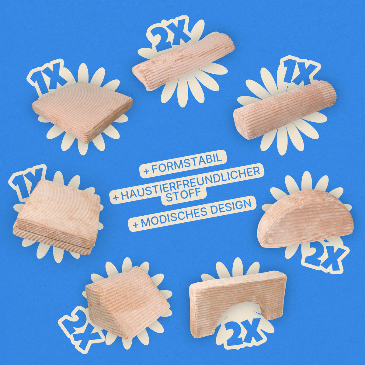 KINDERSOFA modulares Cord Spielsofa 11-teilig Beige - Beige, Textil (72/50/144cm) - Bestlivings