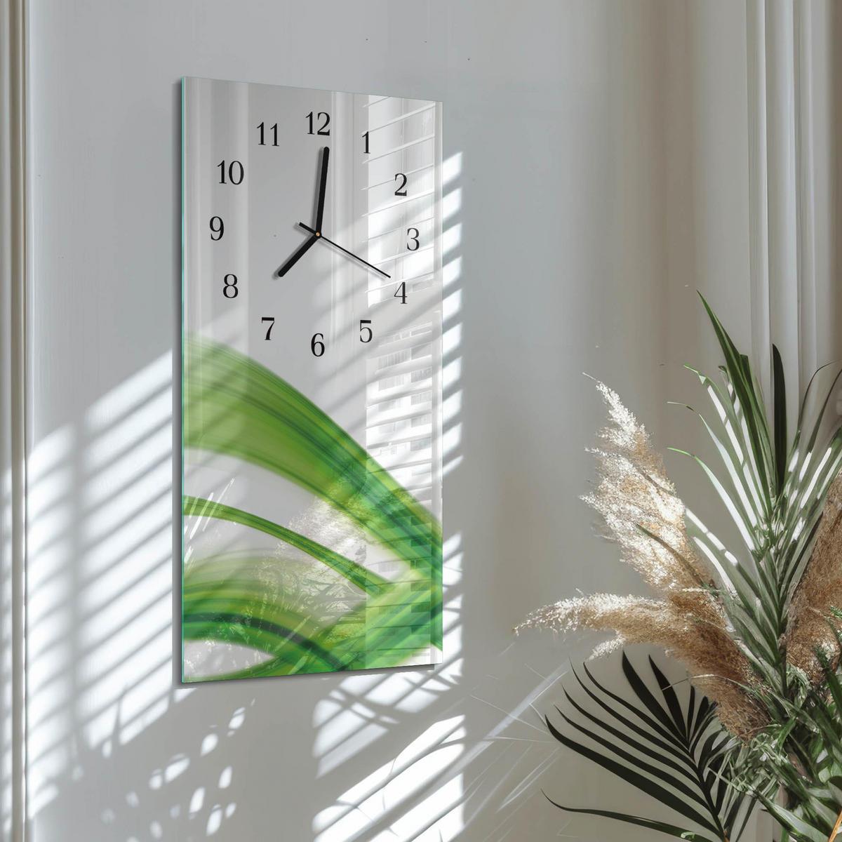 WANDUHR 30x60 cm - Abstraktion - Grün, Glas (30/60/0.4cm) - TULUP