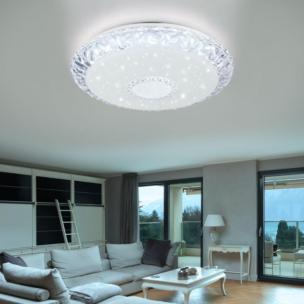 LED DECKENLEUCHTE Kristalloptik Weiß - Weiß, Metall (50/50/10cm)