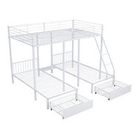 ETAGENBETT Weiß aus Metall 140×200 cm umwandelbar zu drei separaten Betten mit Staurschubladen - Weiß, Metall (90/200cm) - Luhomfu
