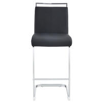 BARHOCKER 2er-Set mit Fußstütze 96,5 cm PU-Leder Schwarz/Silber - Schwarz, Metall (46.5/96.5/38.9cm) - Meubliv