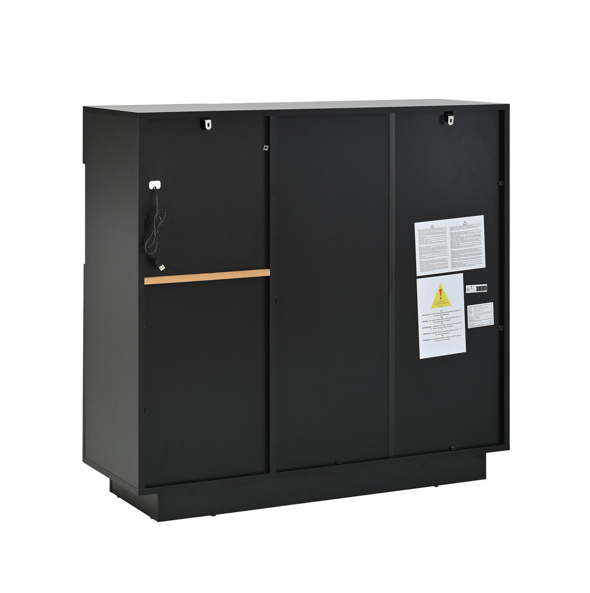 SCHUHSCHRANK 105/100,5/39,5 cm Schwarz und Natur aus Spanplatte mit LED-Beleuchtung - Schwarz, Holzwerkstoff (105/100/39cm) - OKMYHOME