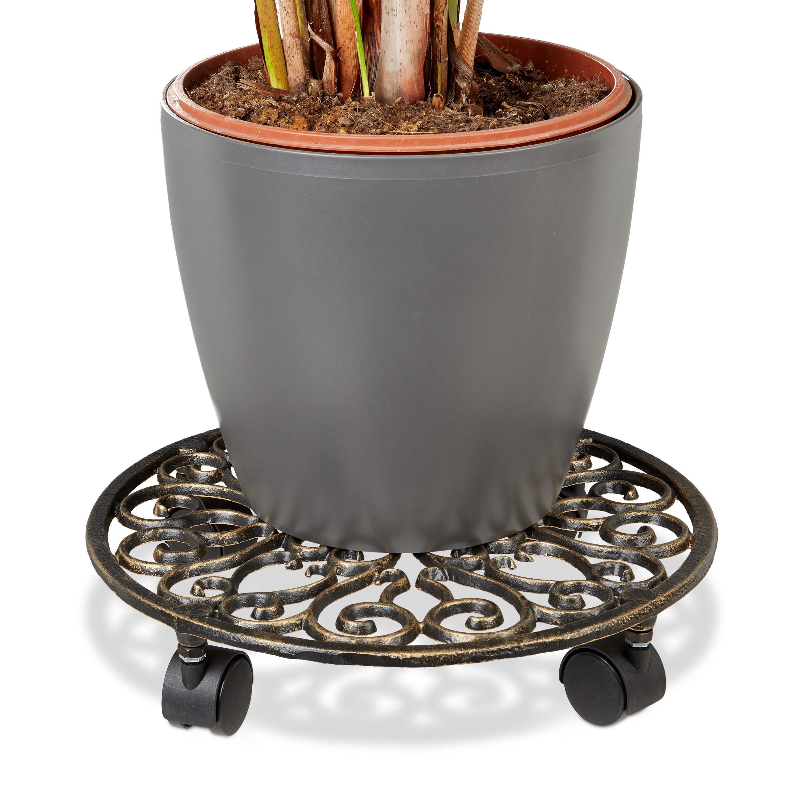 Relaxdays PODSTAVEC Bronzová litina kulatý 33,5 cm
