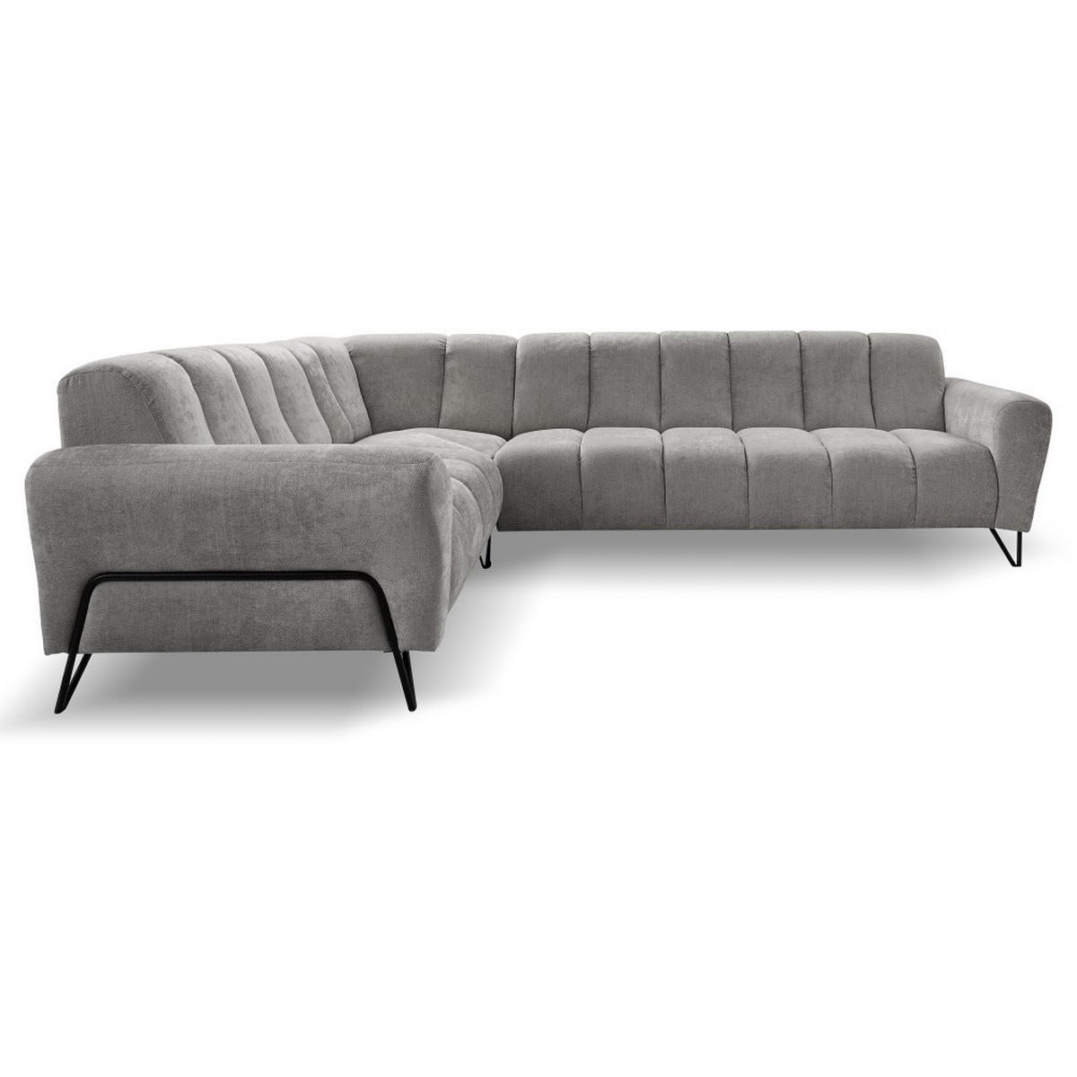 ECKSOFA Volare ohne Schlaffunktion Hellgrau rechts - Hellgrau/Schwarz, Textil/Metall (295/235cm) - Beautysofa