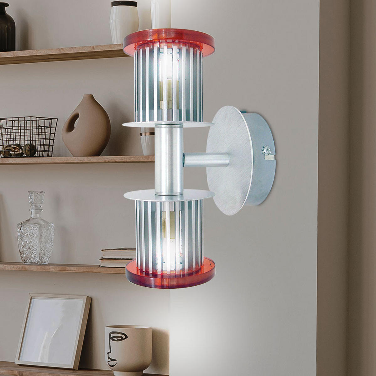 WANDLEUCHTE HOKKAIDO Aluminium Silber - Silberfarben, Glas (12/22/12cm) - Globo Lighting