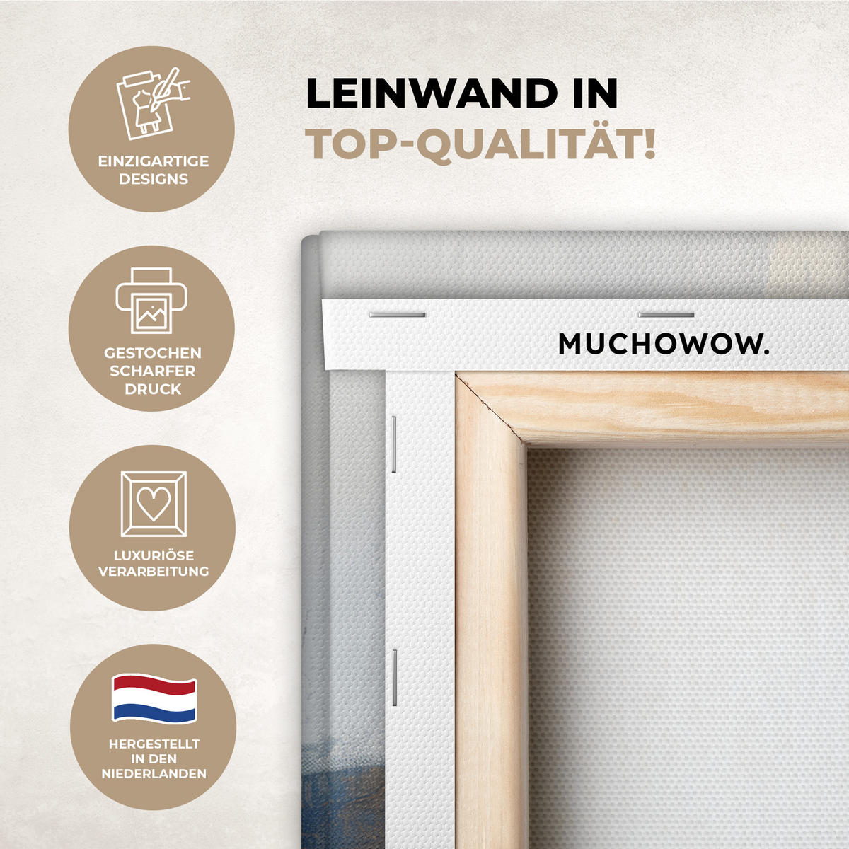 LEINWANDBILD Gold - Blau - Aquarell - Kunst - Modern Wanddeko 90x60 cm - Hellblau, Textil (90/60cm) - MuchoWow