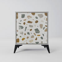 SIDEBOARD PIECES OF TOMORROW, Grau, 57,5x42x70,5 cm, Schwarze Metall-Sternfüße - Multicolor/Schwarz, Holzwerkstoff/Metall (57.5/70.5/42cm) - SpaceRebels