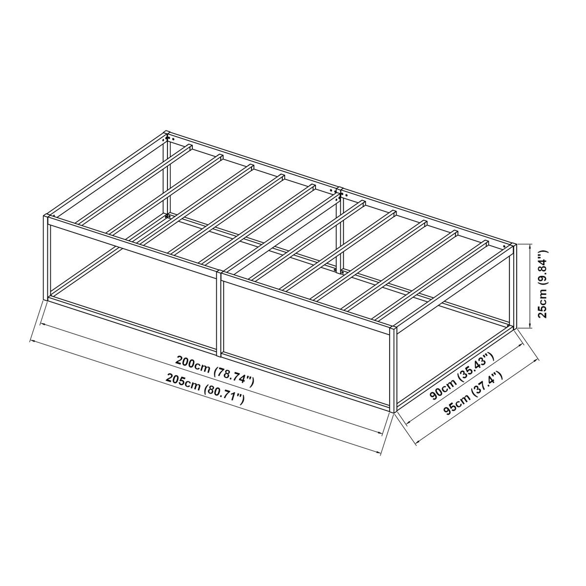 METALLBETT Trerunta - Schwarz, Metall (90/200cm) - [en.casa]
