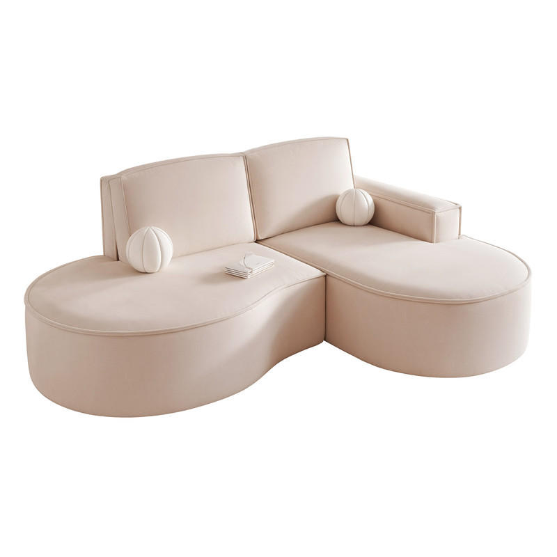 ECKSOFA SOFIA Veloursstoff in Beige - Beige, Holzwerkstoff/Kunststoff (210/157cm) - Idohome