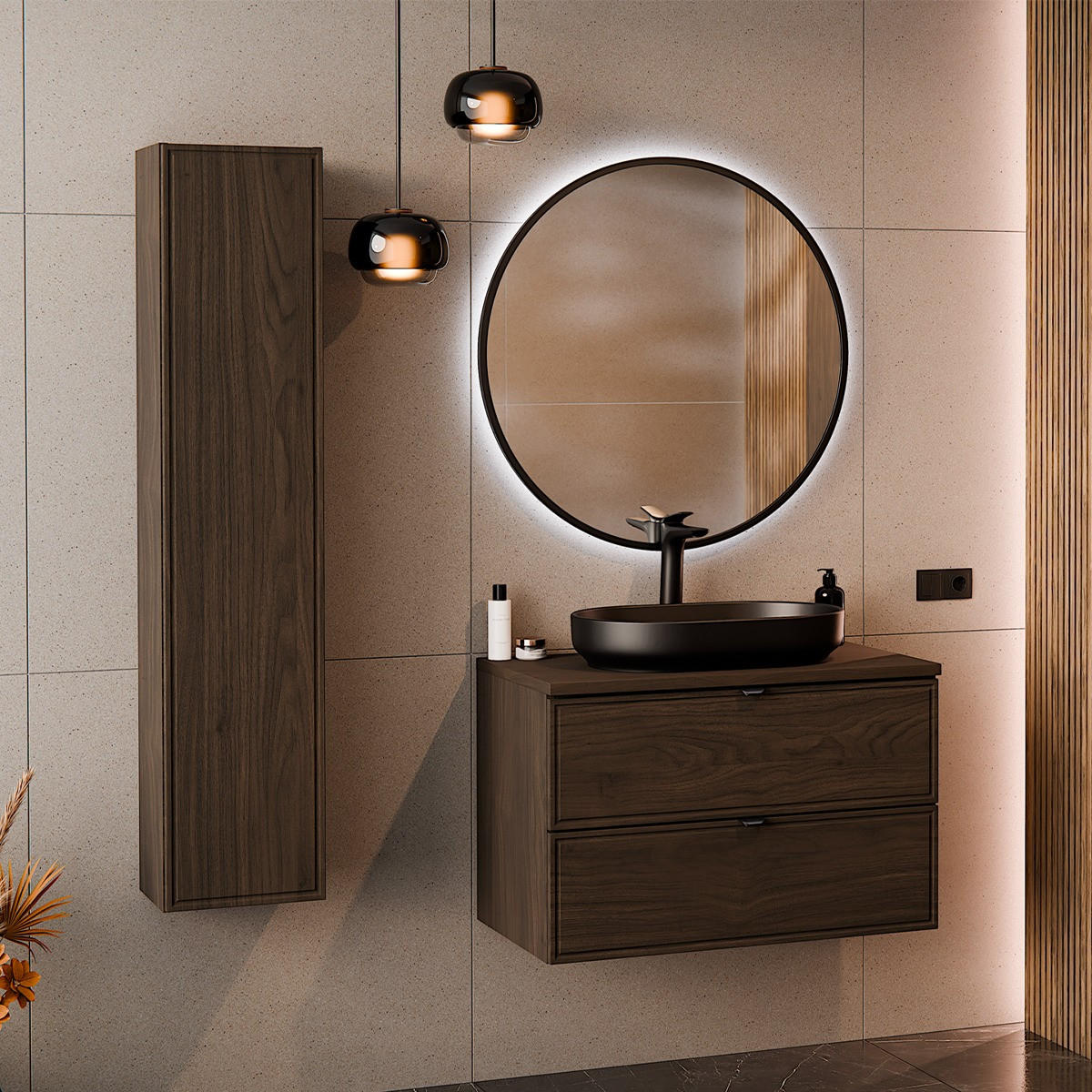 KOUPELNOVÝ NÁBYTEK 80cm Elias 2er-Set Dřevo - hnědá, kompozitní dřevo (80/52.2/46cm) - Petits-meubles