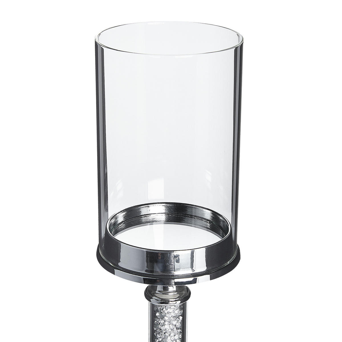 KERZENSTÄNDER Silber Abbeville - Silberfarben, Glas (13/48/13cm) - Beliani