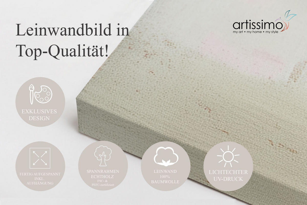 LEINWANDBILD 50x70 cm Blumen rosa Bild Wohnzimmer - Beige, Textil (50/70cm) - artissimo