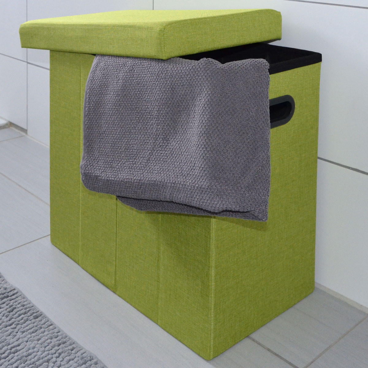 WÄSCHEKORB mit Deckel, 50/25/49 cm Grün - Grün, Textil (28/50/50cm) - Dunedesign