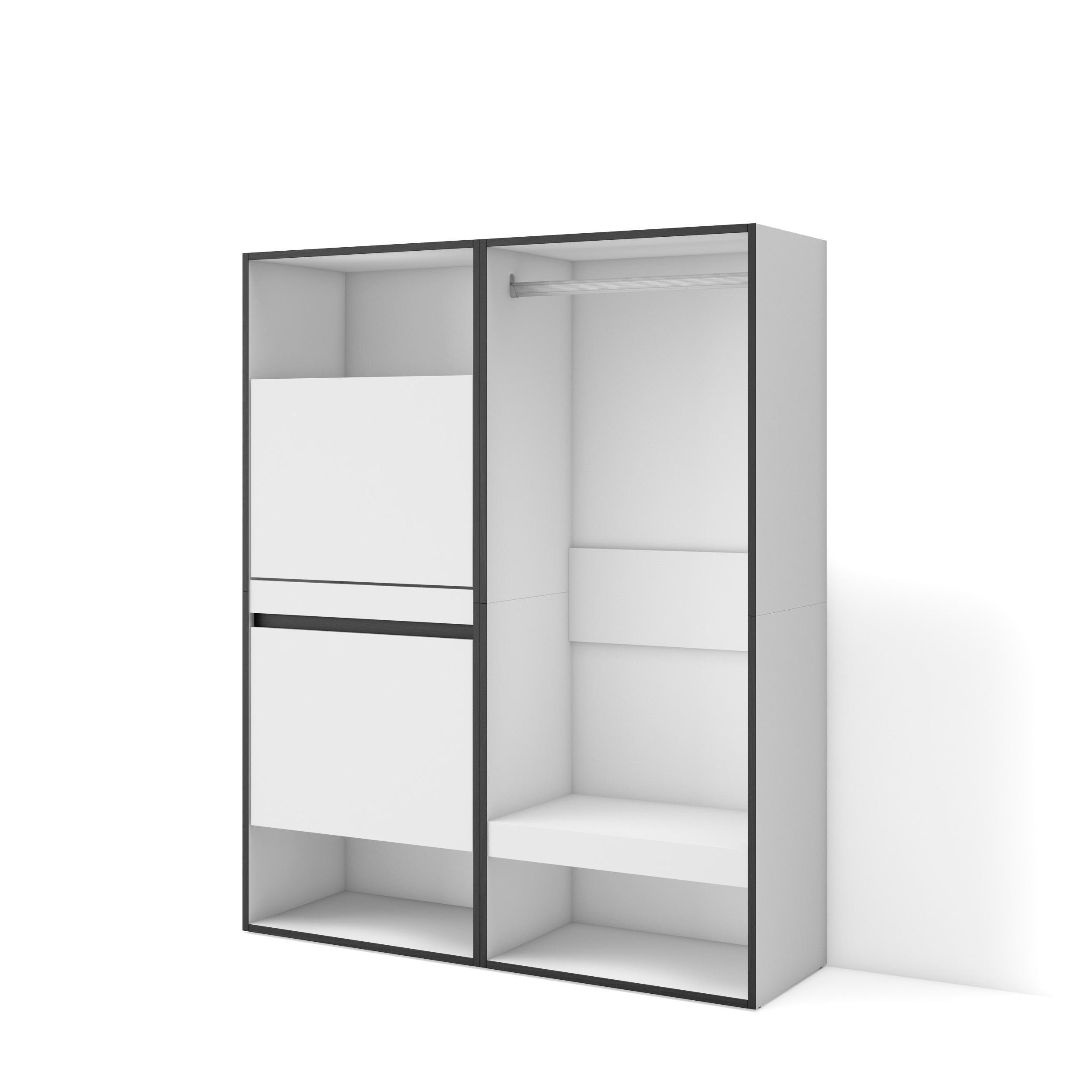 SCHUHKIPPER mit Garderobe, weiß, 120/35/145cm - Weiß, Holzwerkstoff (120/145/35cm) - Skraut Home