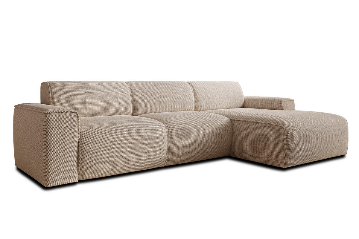 ECKSOFA L Form Didim mini Beige 310/165/78 cm – stilvolle kleine Eckcouch R - Beige/Schwarz, Kunststoff/Textil (310/165cm) - AX Living