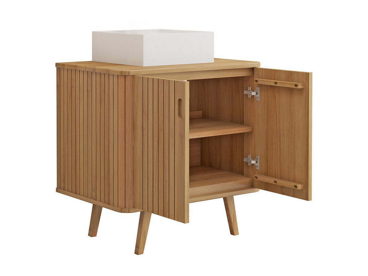 EINZELWASCHTISCH - 80 cmcm x 55 cmcm - Holz, Platte - Naturfarben Hell - WAMENA - Naturfarben, Holz (80/80/55cm) - Vente-Unique