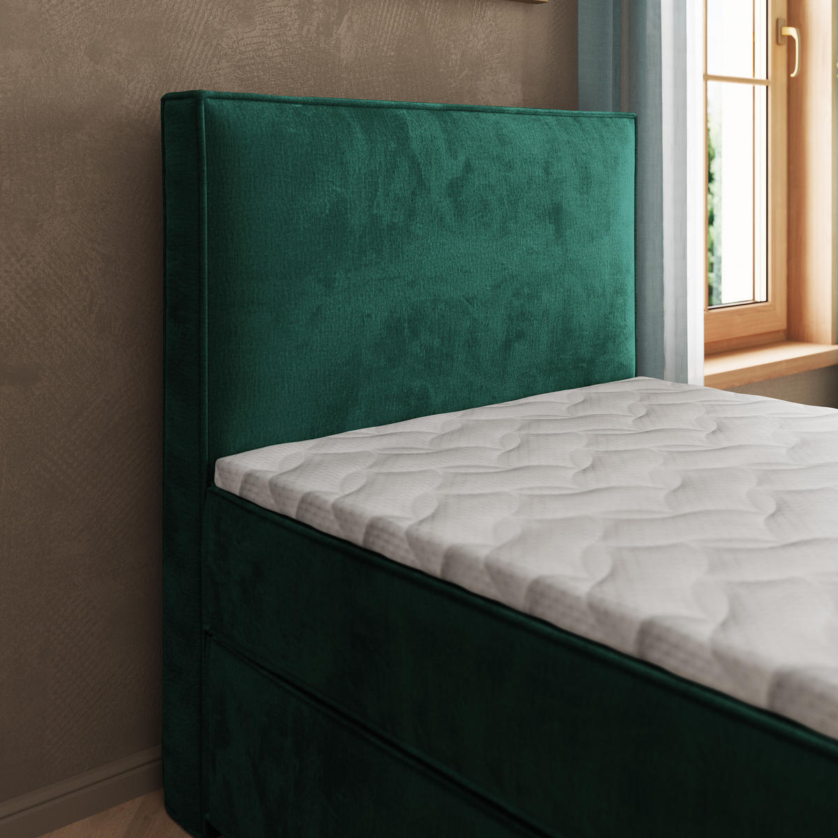 BOXBETT PELLIO 90x200 cm mit Matratze und Topper - Grün - Grün, Holz (90/200cm) - MASSENO
