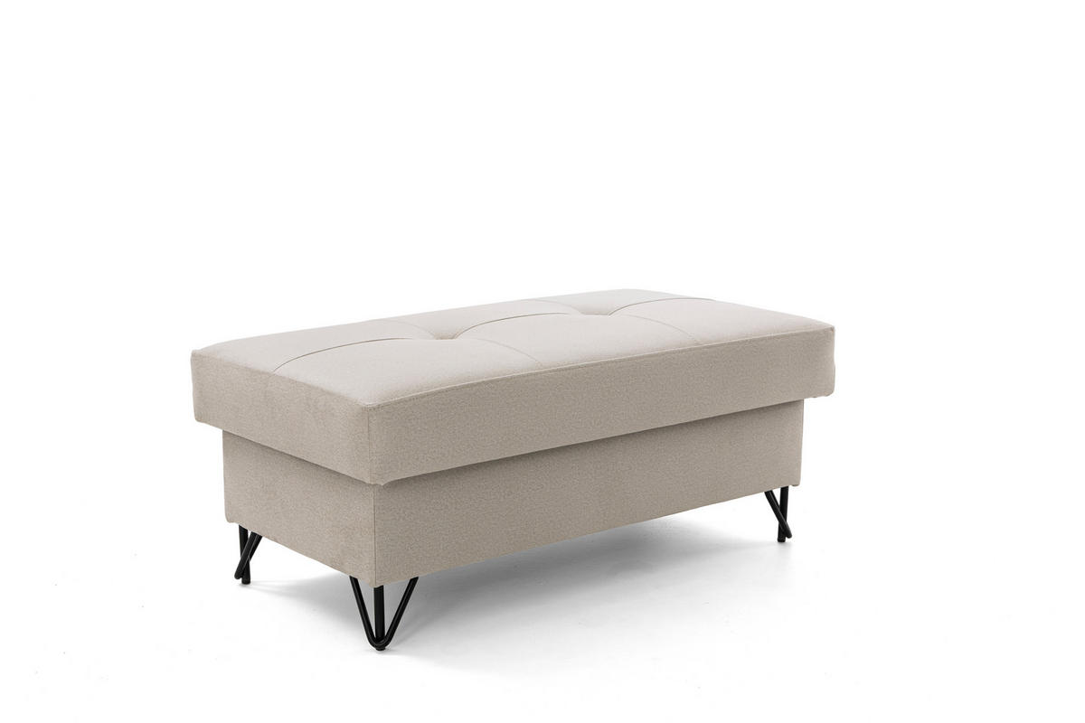 POUF JUNIOR 105x55 cm Velours Creme - Creme/Schwarz, Holz/Textil (105/43/55cm) - Muffo