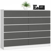 KOMMODE Weiß, Grau 160x40x121 cm - Weiß/Grau, Holzwerkstoff (160/121/40cm) - Akord