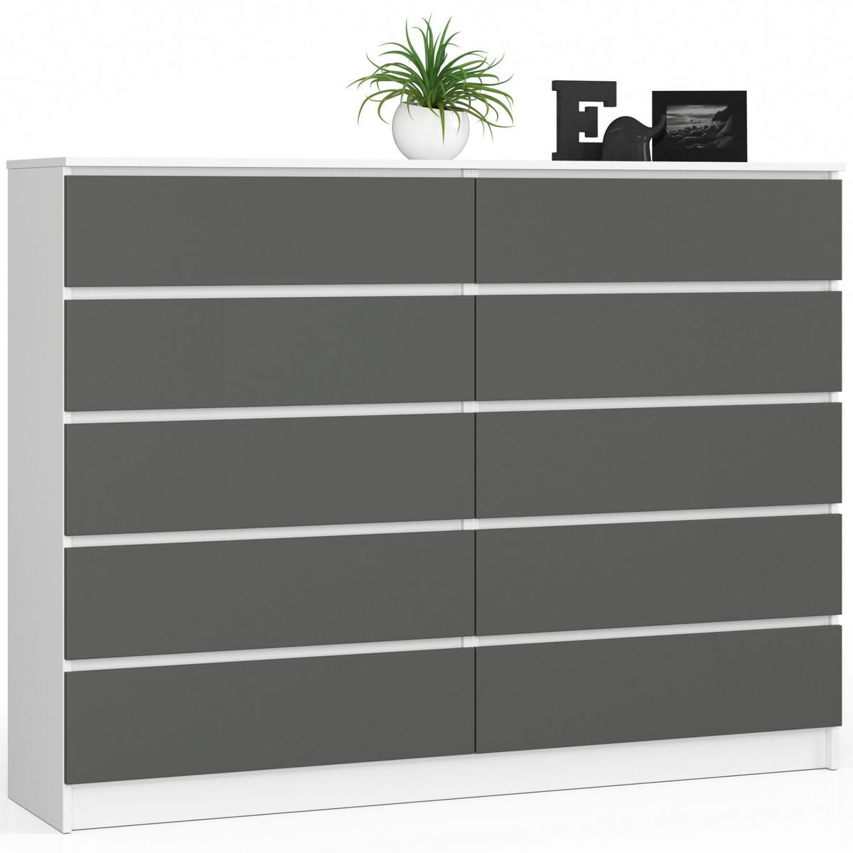 KOMMODE Weiß, Grau 160x40x121 cm - Weiß/Grau, Holzwerkstoff (160/121/40cm) - Akord