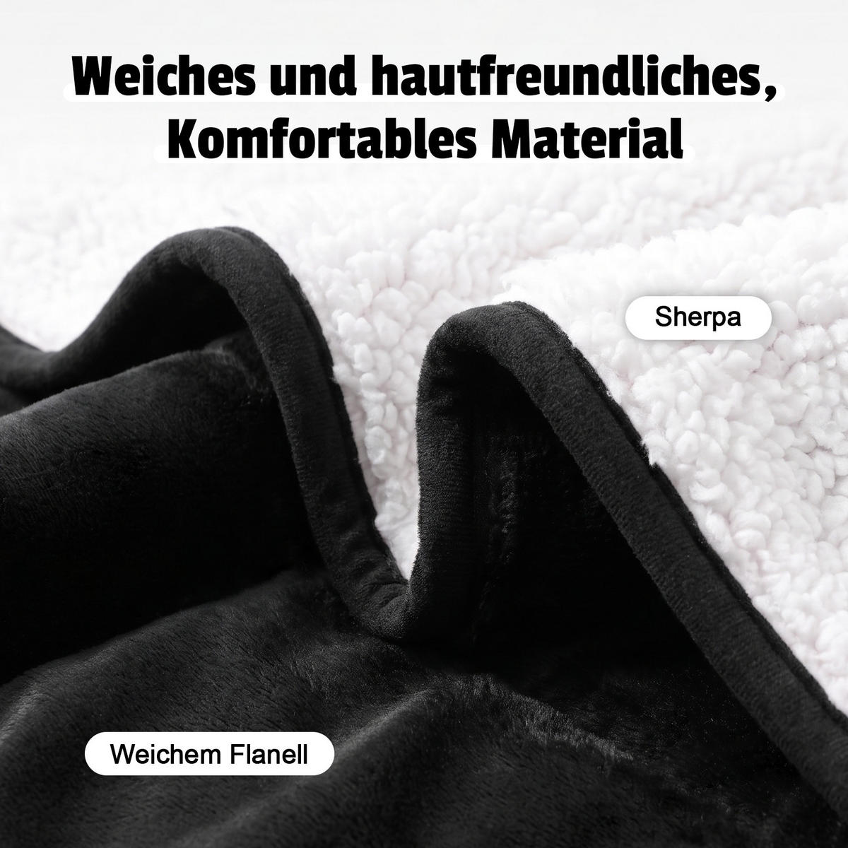 HEIZDECKE Jyntis 180/130 cm - Schwarz/Weiß, Textil (130/180cm) - ZMH