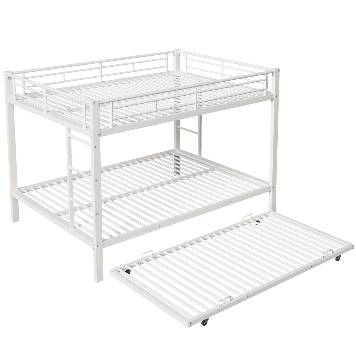 ETAGENBETT 140/200 cm weiß aus Metall mit Ausziehbett - Weiß, Metall (140/200cm) - OKWISH