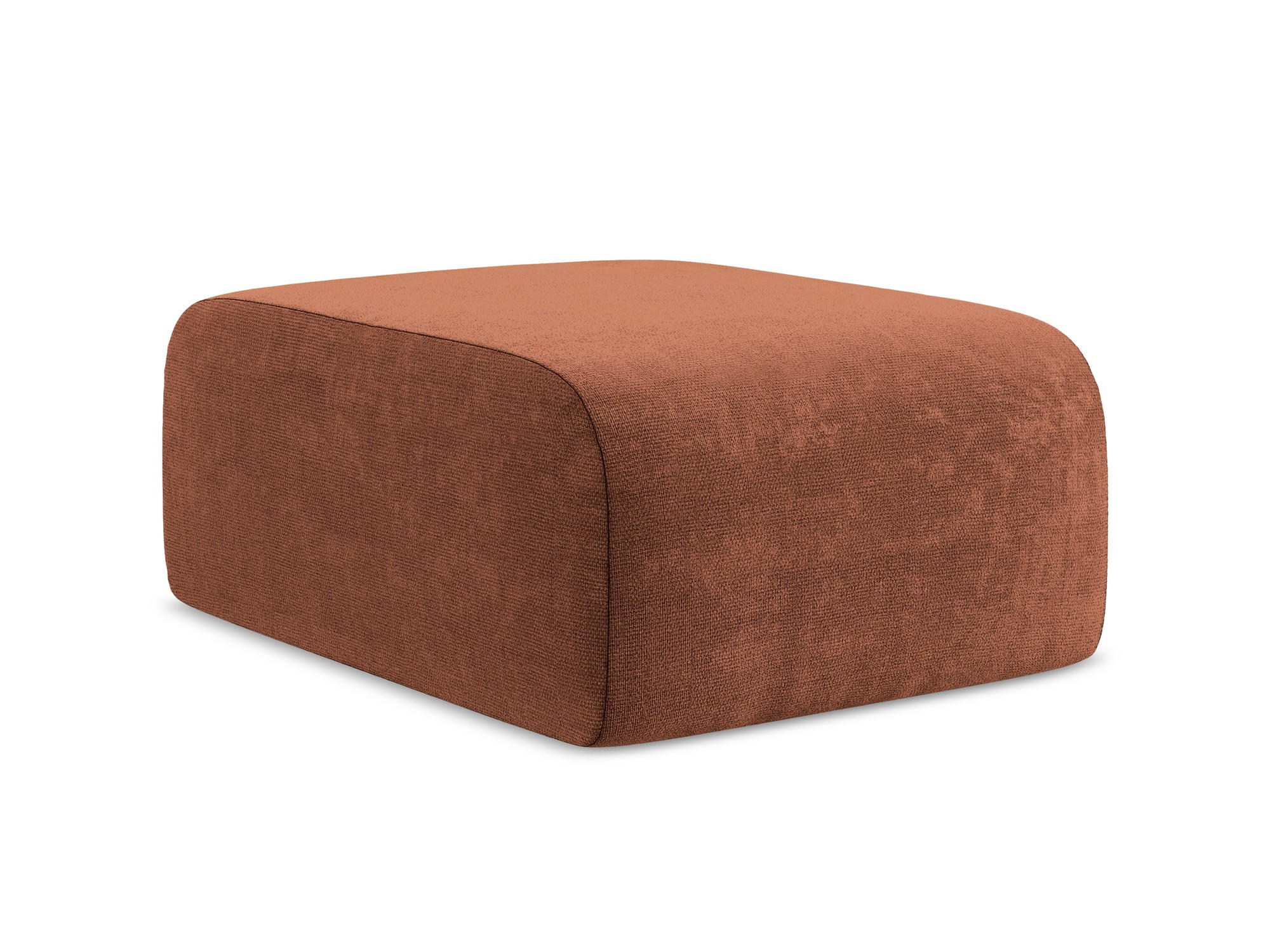 POUF Chenille Stoff Orange - Terracotta/Schwarz, Holzwerkstoff/Kunststoff (72/42/94cm) - Makamii