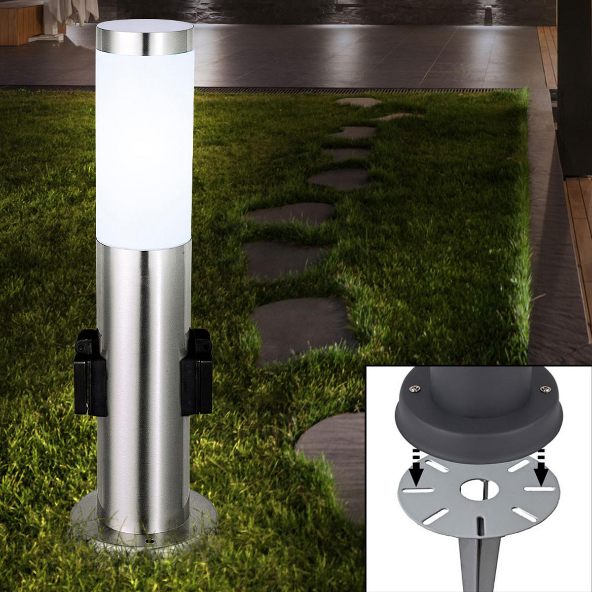 LED WEEGLEUCHTE Edelstahl Silber - Silberfarben, Metall (7.6/7.6/45cm)