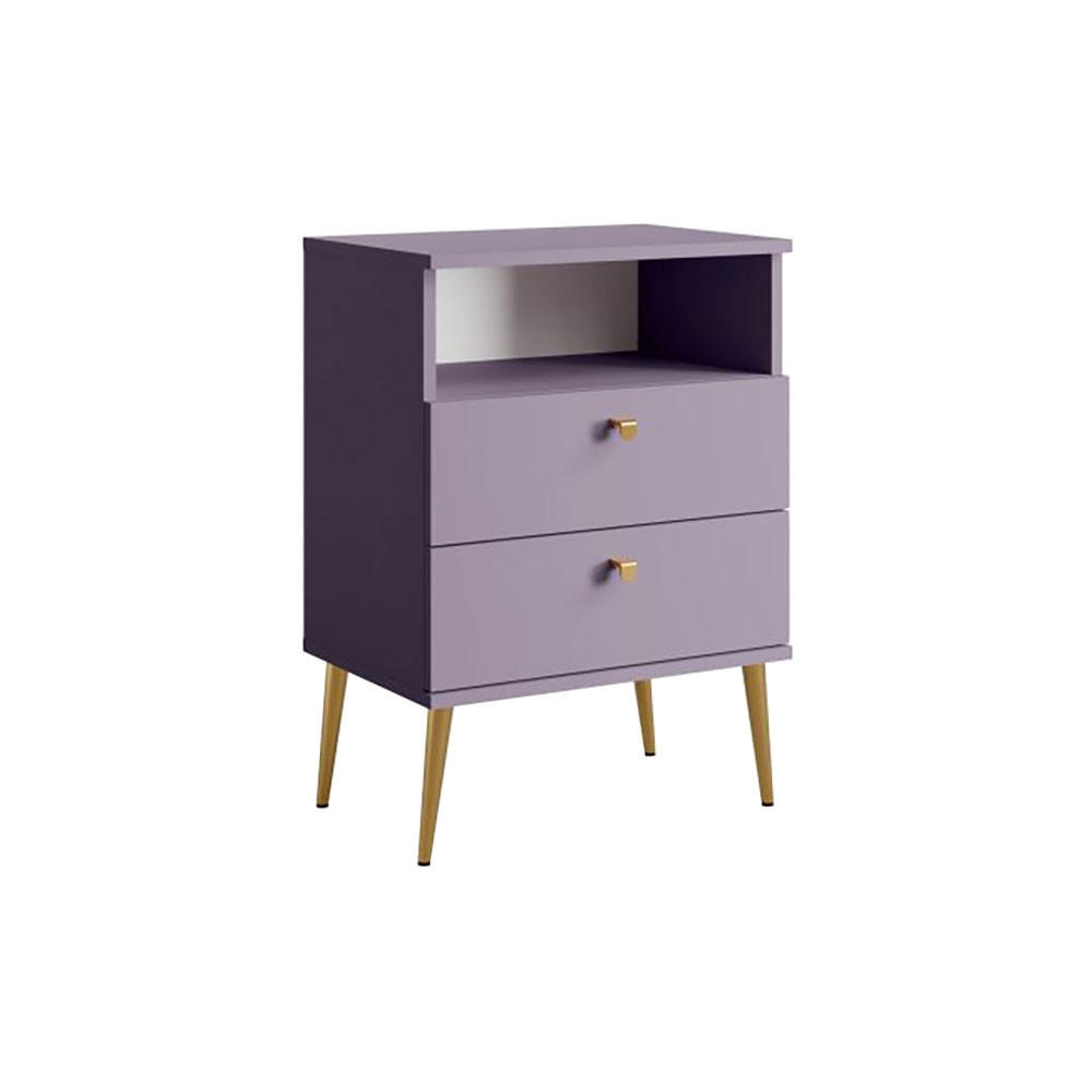 NACHTTISCH High pflaumefarben 50 / 34 / 69,5cm - Violett/Goldfarben, Holz/Holzwerkstoff (50/70/34cm) - Feldmann-Wohnen