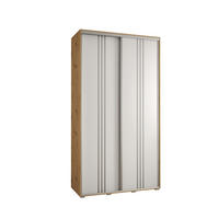 SCHWEBETÜRENSCHRANK 235,2/130/60 2-türig - Silberfarben/Weiß, Holz/Metall (130/235/60cm) - Abiks Möbel