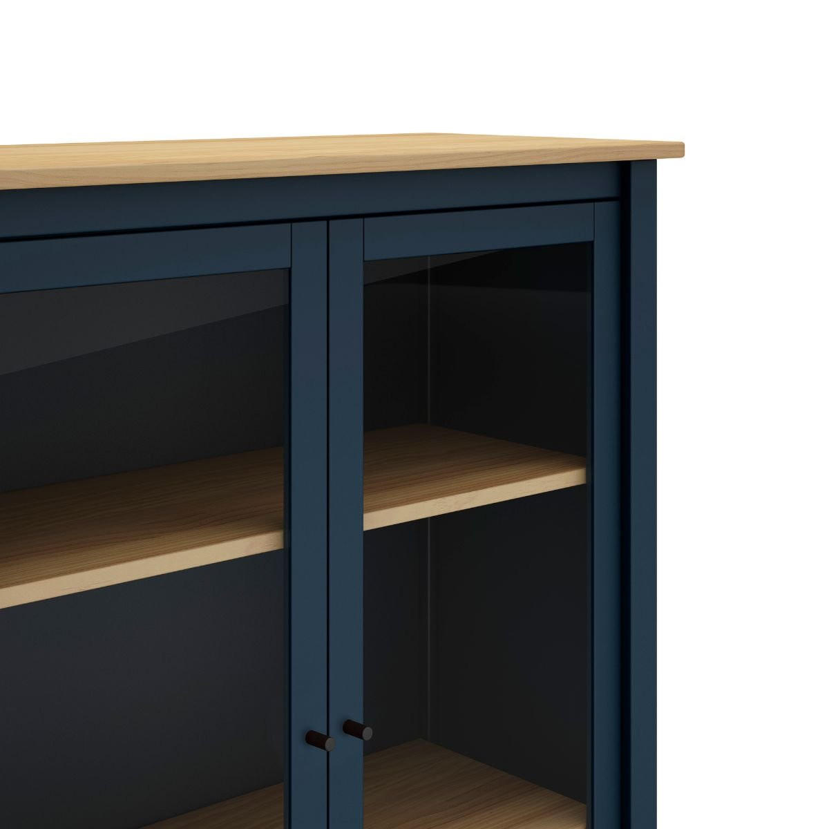 VITRINE 2 Türen L90 x H110 cm - Misti - Blau, Holz (40/110/90cm) - Calicosy