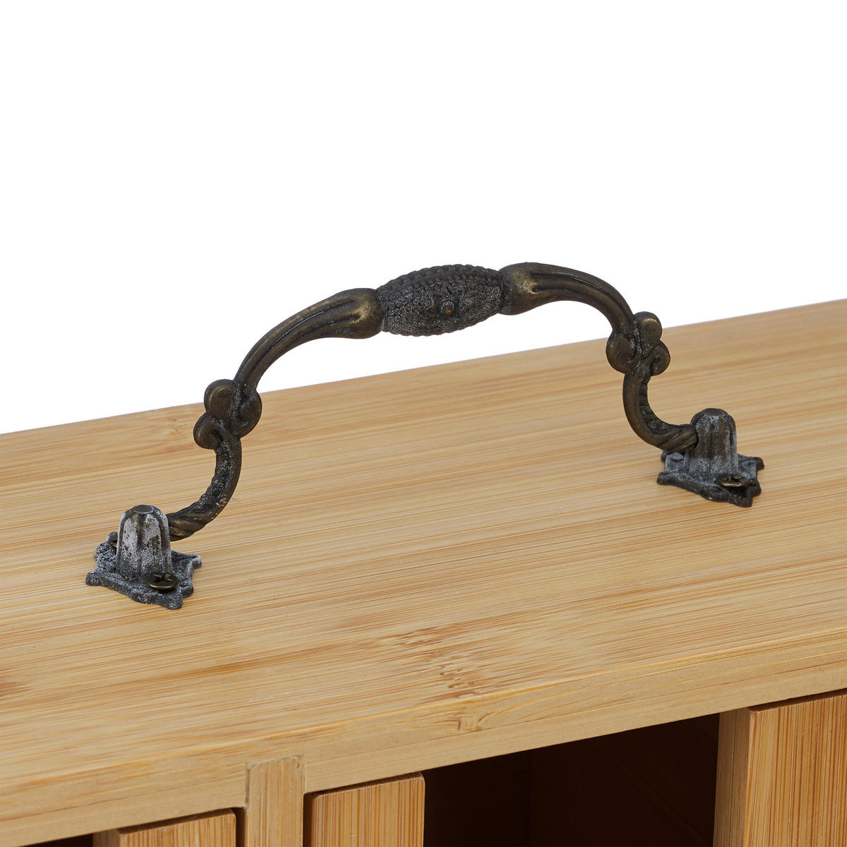 TEE-ORGANIZER - Hellbraun, Holz/Metall (30/29/11.5cm) - Relaxdays