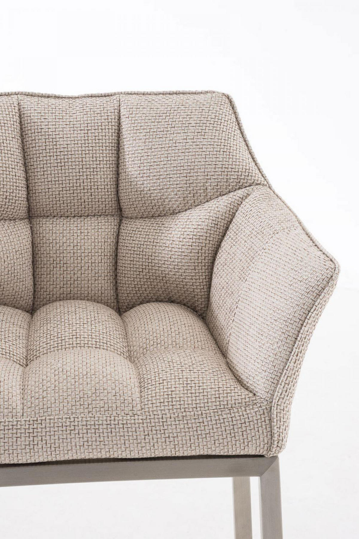 BARHOCKER Stoff elfenbein - Edelstahlfarben/Creme, Textil/Metall (64/110/48cm) - CLP