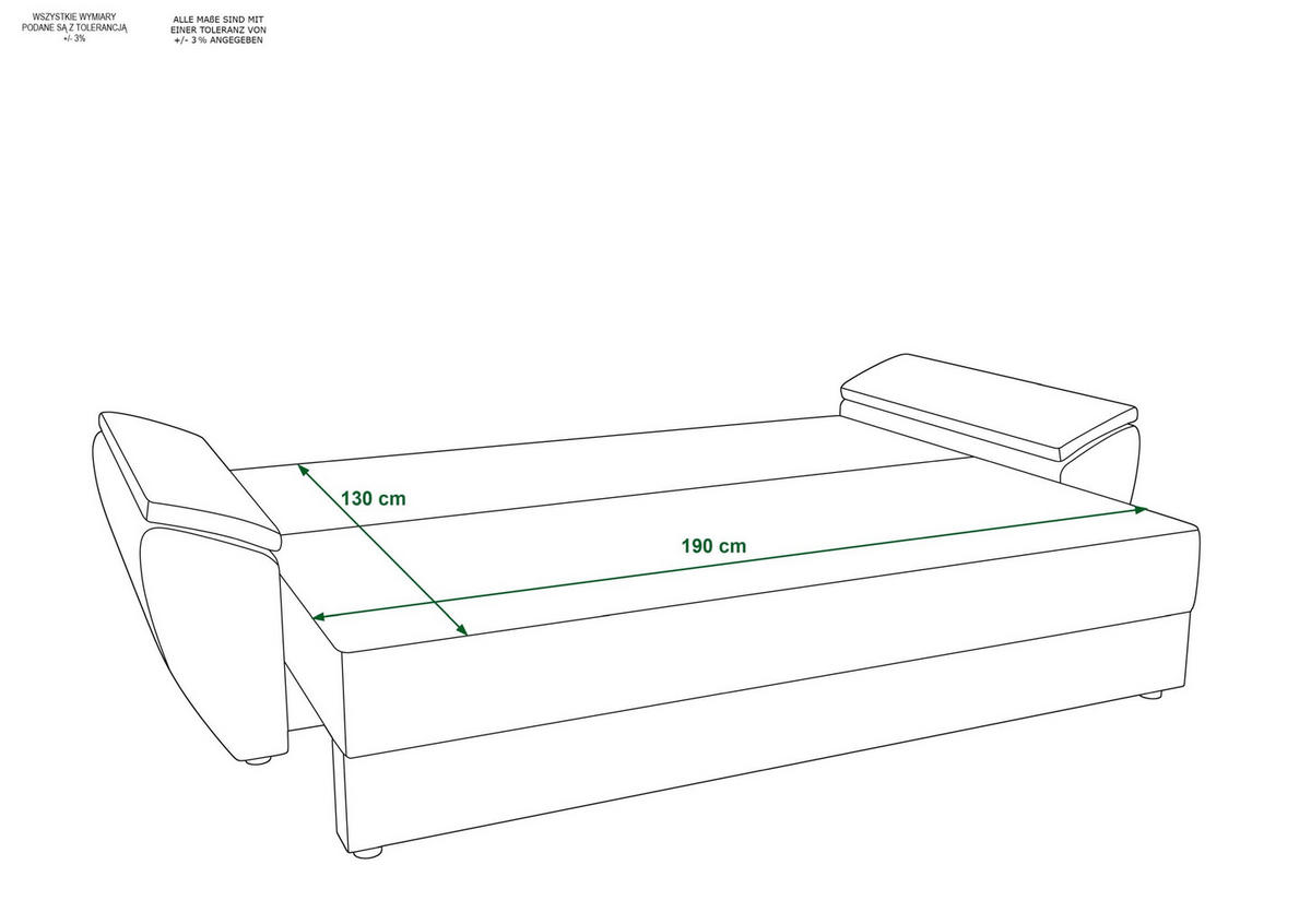 SOFA REBI BIS mit Schlaffunktion POSO 14 mit Stauraum - Dunkelgrün, Textil (80/78/240cm) - Bedante